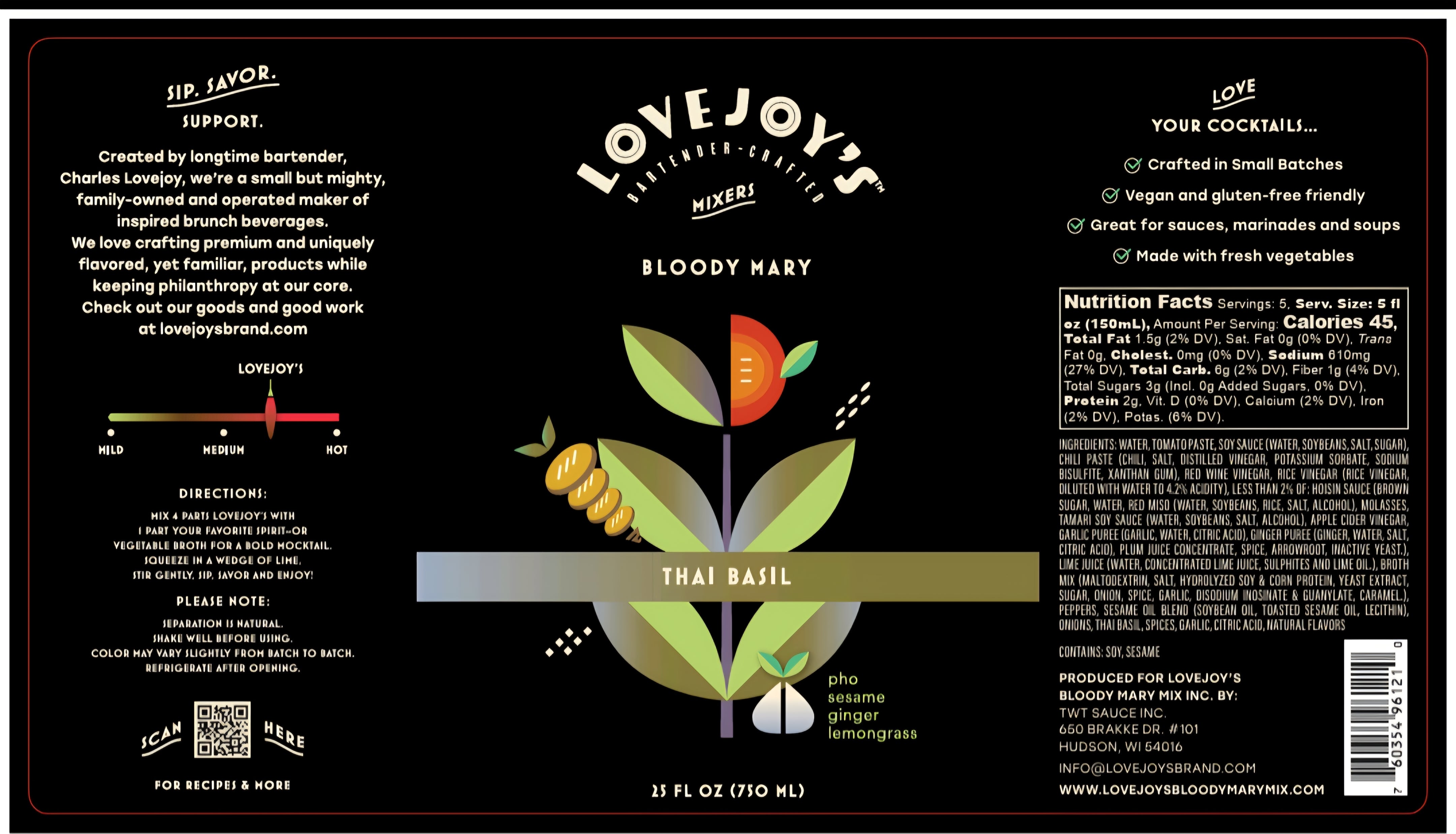 Thai Basil Bloody Mary Mix | 2-Pack (25 oz / 750 ml) – Lovejoysbrand