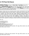 Lovejoy's Burn YO Face Hot Sauce Nutrition Facts label.