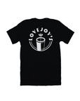 Lovejoy's custom short-sleeved t-shirt in black with white logo in back.