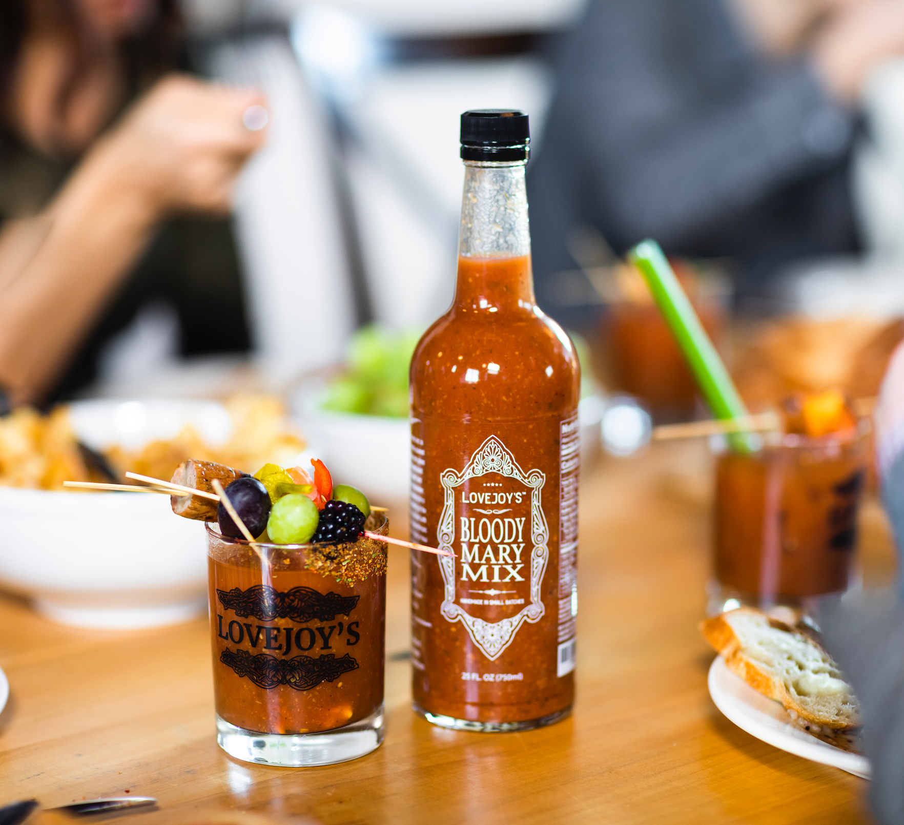 Lovejoy's Bloody Mary on brunch table.